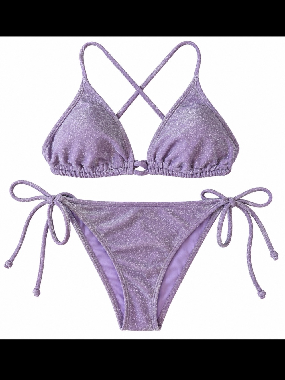 Lavender Metallic Triangle Tie-Side Bikini